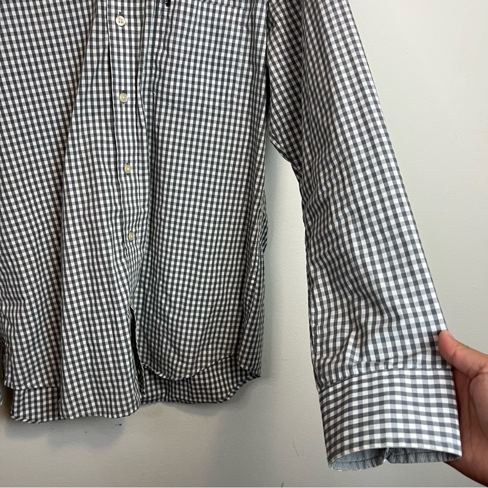 Izod Gray White Gingham Button Down Long Sleeve S… - image 4
